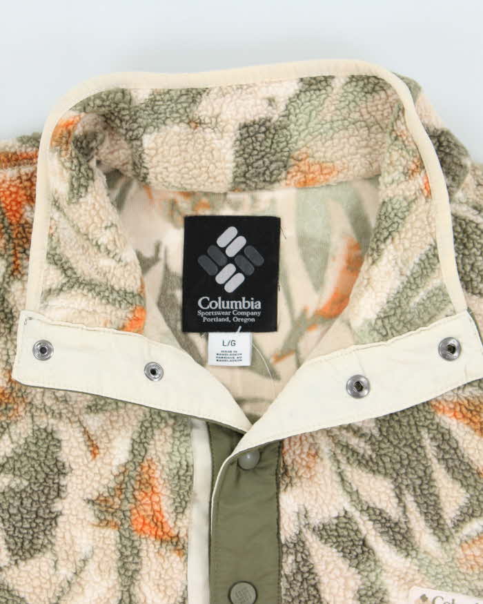 Vintage Columbia Helvetia II Ancient Fossil Retro Deep Pile Snap Button Pullover Fleece - L