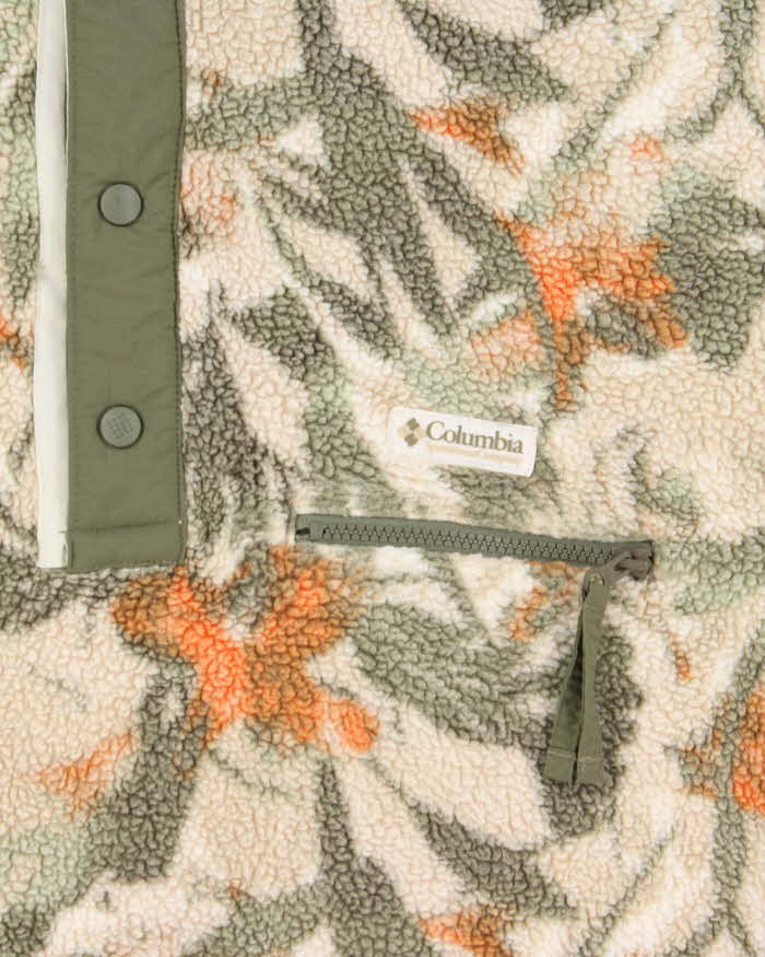 Vintage Columbia Helvetia II Ancient Fossil Retro Deep Pile Snap Button Pullover Fleece - L