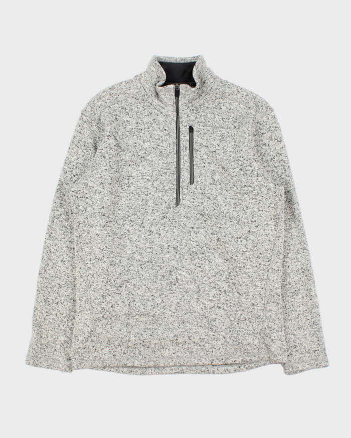 Eddie Bauer Marl Grey Quarter-Zip Technical Fleece - S