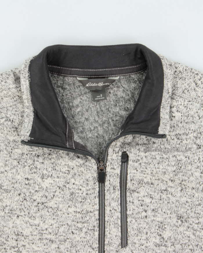 Eddie Bauer Marl Grey Quarter-Zip Technical Fleece - S