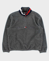 Vintage Y2K 00s Tommy Hilfiger Embroidered Classic Spell-Out Quarter-Zip Fleece - M