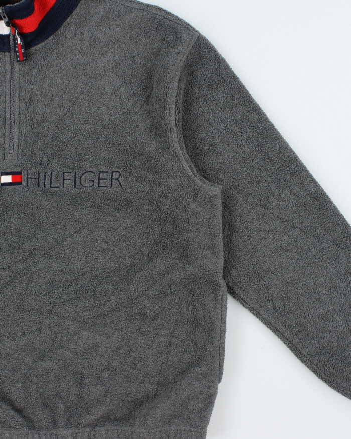 Vintage Y2K 00s Tommy Hilfiger Embroidered Classic Spell-Out Quarter-Zip Fleece - M