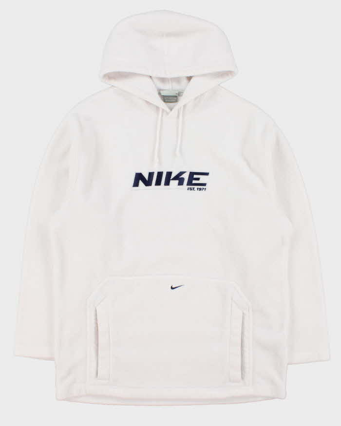 Vintage Y2K 00s Nike Embroidered Centre Swoosh Pullover Fleece Hoodie - L