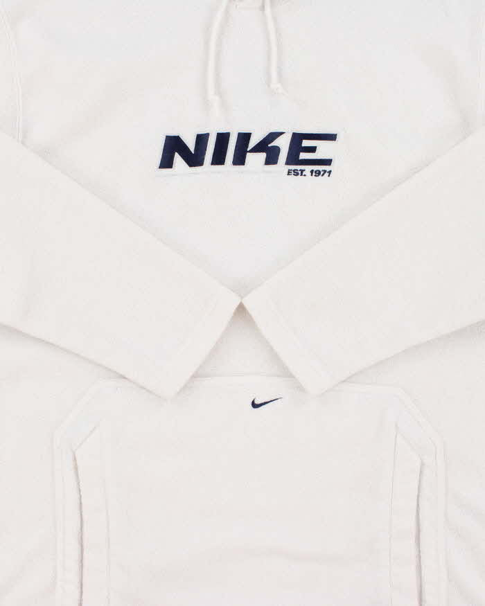 Vintage Y2K 00s Nike Embroidered Centre Swoosh Pullover Fleece Hoodie - L