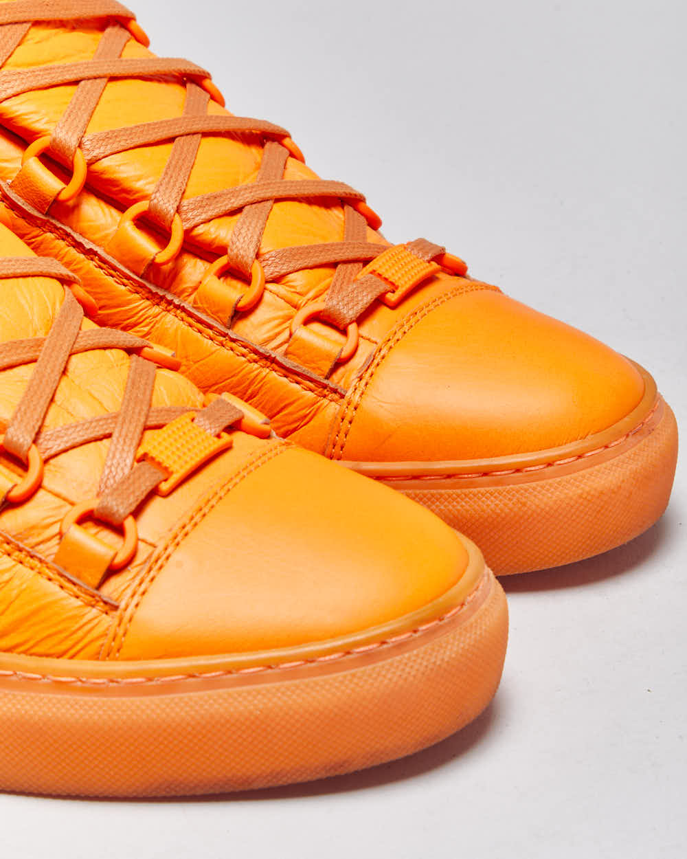 2019 Balenciaga 'Arena Low Neon Orange' Leather Trainers - UK7