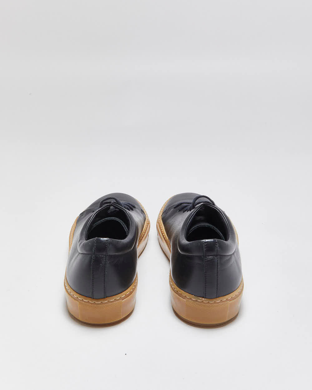DS SS2016 Acne Studios 'Adrian' Black/Gum Calfskin Leather Low Trainers - UK7.5