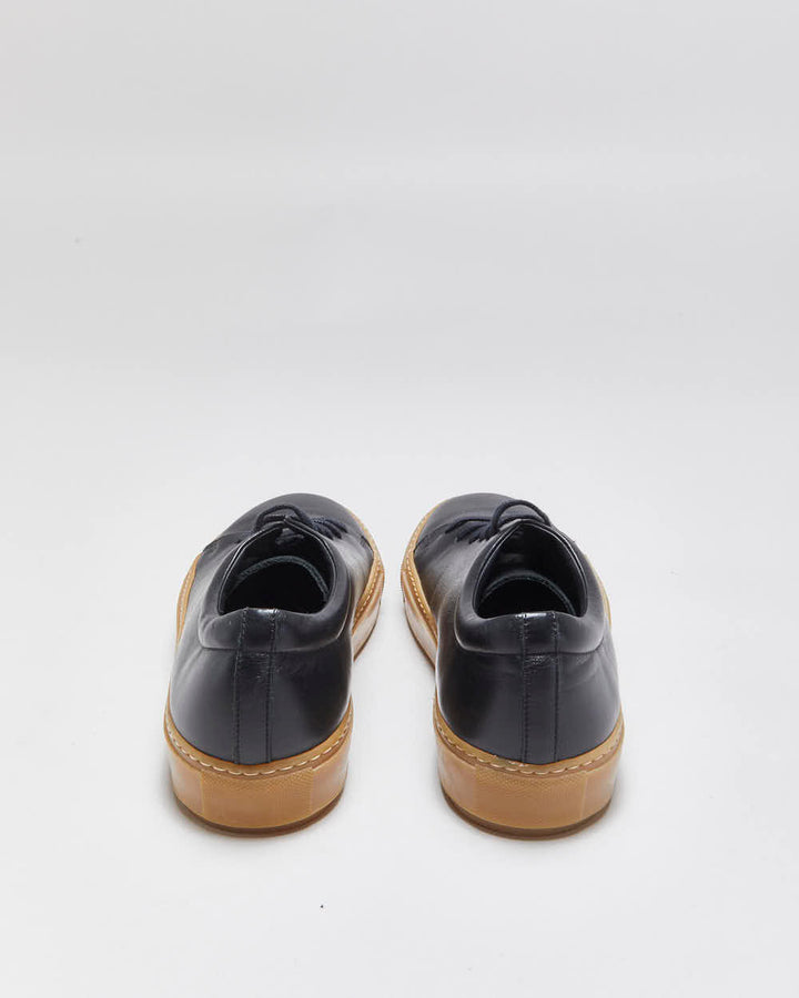 DS SS2016 Acne Studios 'Adrian' Black/Gum Calfskin Leather Low Trainers - UK7.5