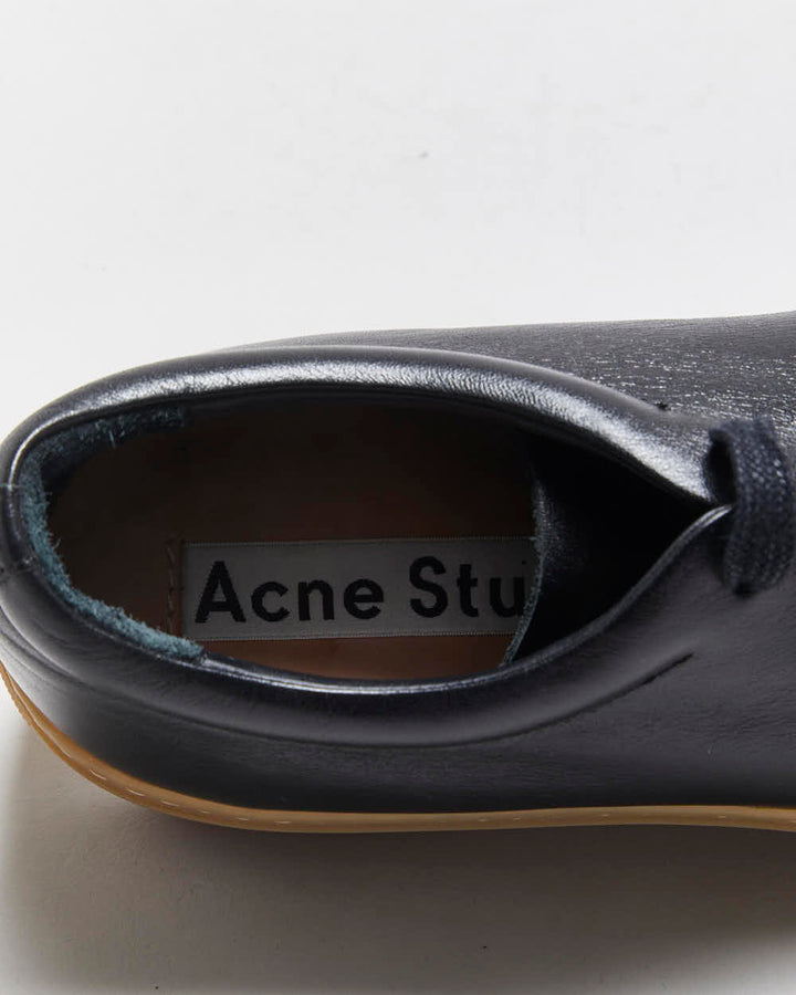 DS SS2016 Acne Studios 'Adrian' Black/Gum Calfskin Leather Low Trainers - UK7.5