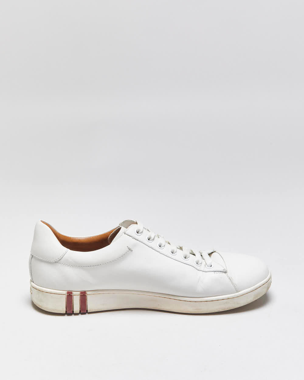 Bally 'Asher/607' White Calfskin Leather Low Top Trainers - UK8