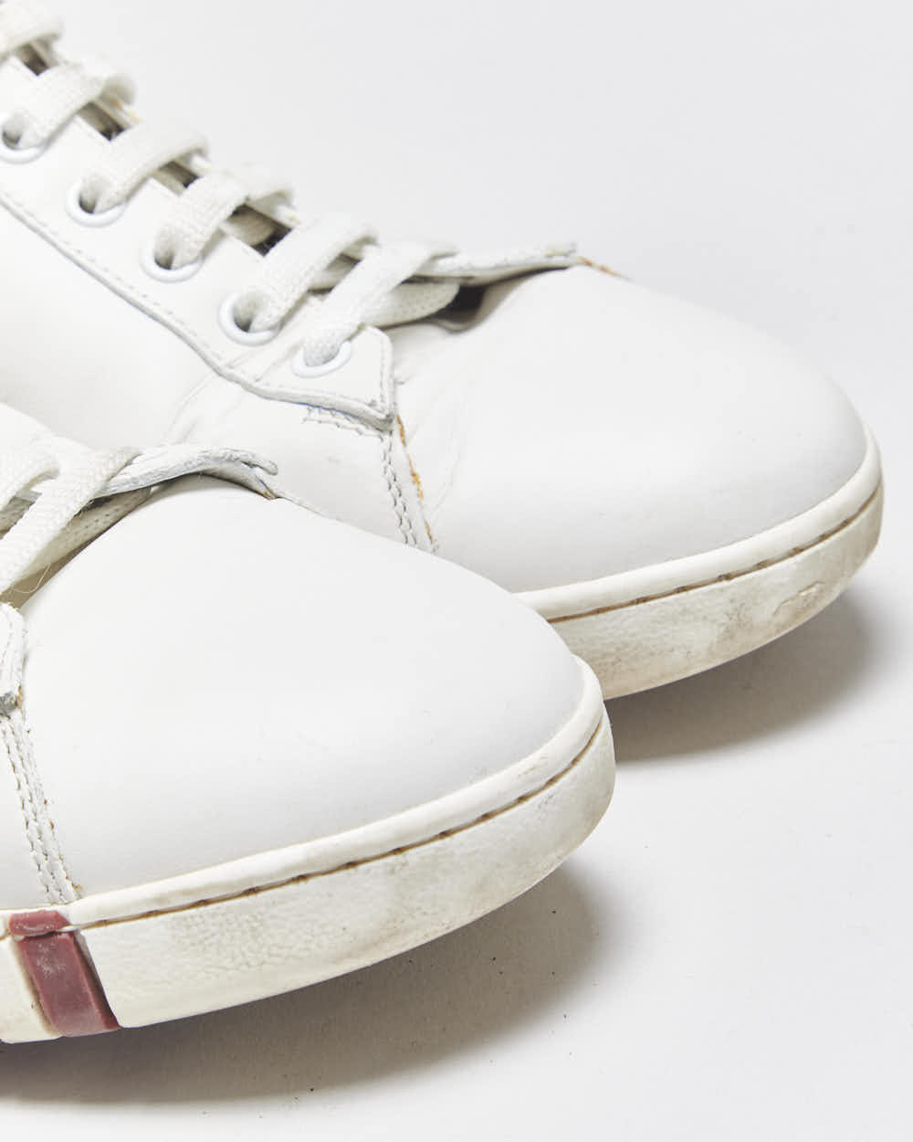 Bally 'Asher/607' White Calfskin Leather Low Top Trainers - UK8