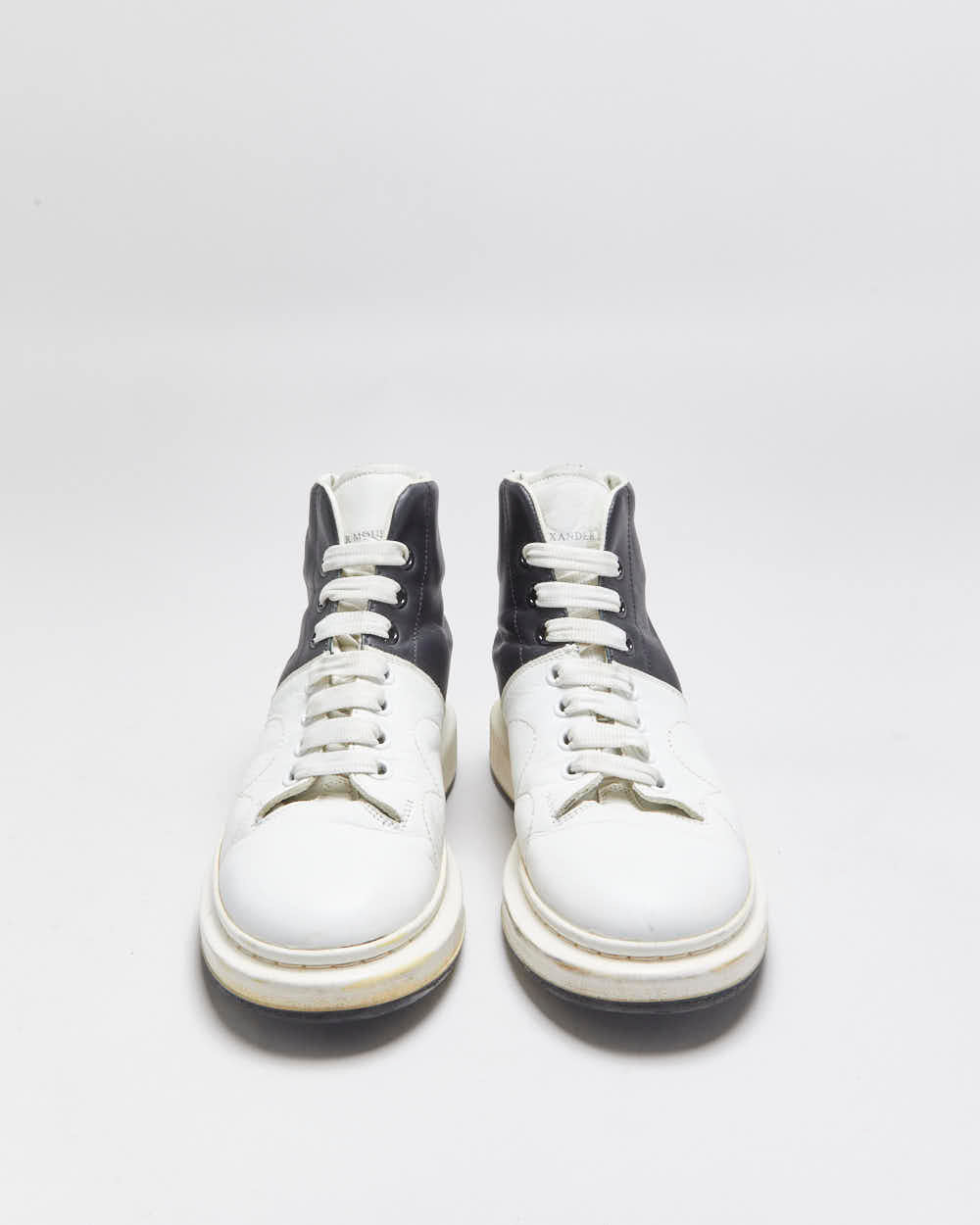 2021 Alexander Mcqueen Calfskin Leather Colourblock Exaggerated Sole High Top Trainers - UK7