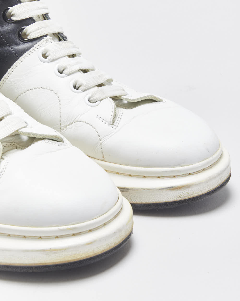 2021 Alexander Mcqueen Calfskin Leather Colourblock Exaggerated Sole High Top Trainers - UK7