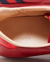 Gucci Ace Red Leather Embroidered Bee Python Heel Low Trainers - UK9