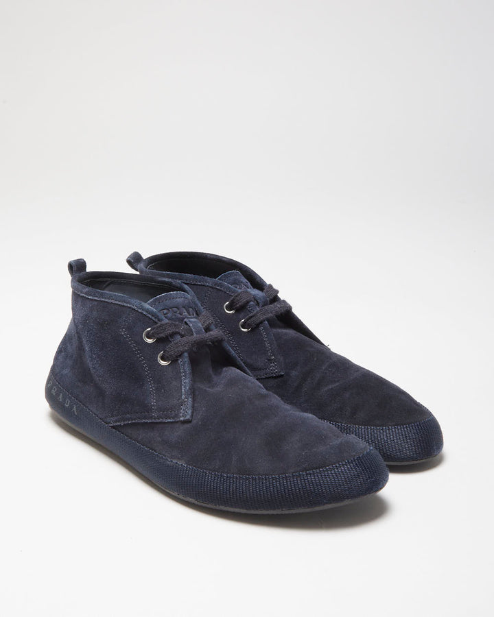 Vintage Prada Sport Midnight Navy Suede Luna Rossa Lightweight Chukka Boots - UK7
