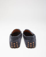Gucci Navy Leather Fringed Moccasin Driving Loafers - UK10