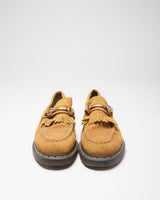 Dr. Martens Adrian Snaffle Patterned Tan Suede Chunky Horsebit Tassel Loafers - UK10