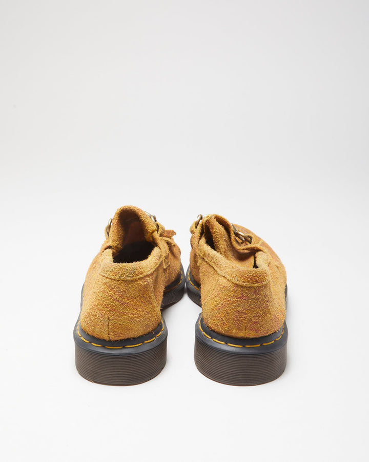 Dr. Martens Adrian Snaffle Patterned Tan Suede Chunky Horsebit Tassel Loafers - UK10