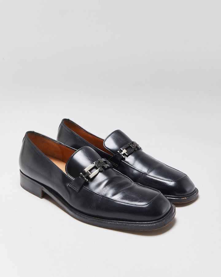 Vintage Y2K 00s Salvatore Ferragamo Leather Square Toe Horesbit Loafers - UK6.5