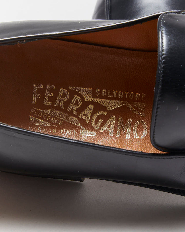 Vintage Y2K 00s Salvatore Ferragamo Leather Square Toe Horesbit Loafers - UK6.5
