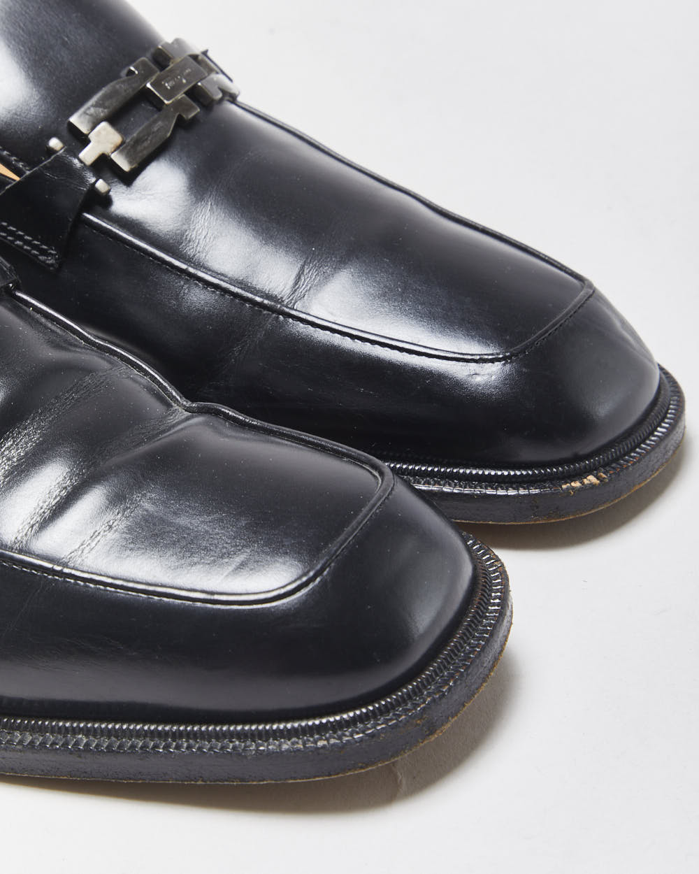 Vintage Y2K 00s Salvatore Ferragamo Leather Square Toe Horesbit Loafers - UK6.5