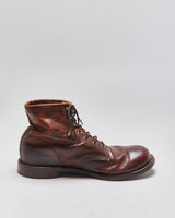 Vintage Aldo Cognac Leather Made In USA Vibram Lace Up Ankle Boots - UK12