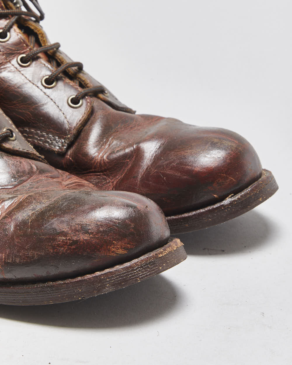 Vintage Aldo Cognac Leather Made In USA Vibram Lace Up Ankle Boots - UK12