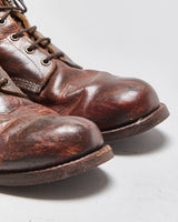 Vintage Aldo Cognac Leather Made In USA Vibram Lace Up Ankle Boots - UK12