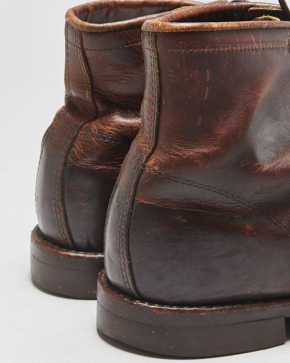 Vintage Aldo Cognac Leather Made In USA Vibram Lace Up Ankle Boots - UK12