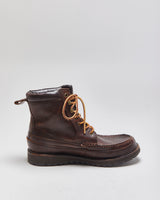 Polo Ralph Lauren Chestnut Pebbled Leather 'Willingcott' Tartan Lined Moc Toe Ankle Boots - UK8