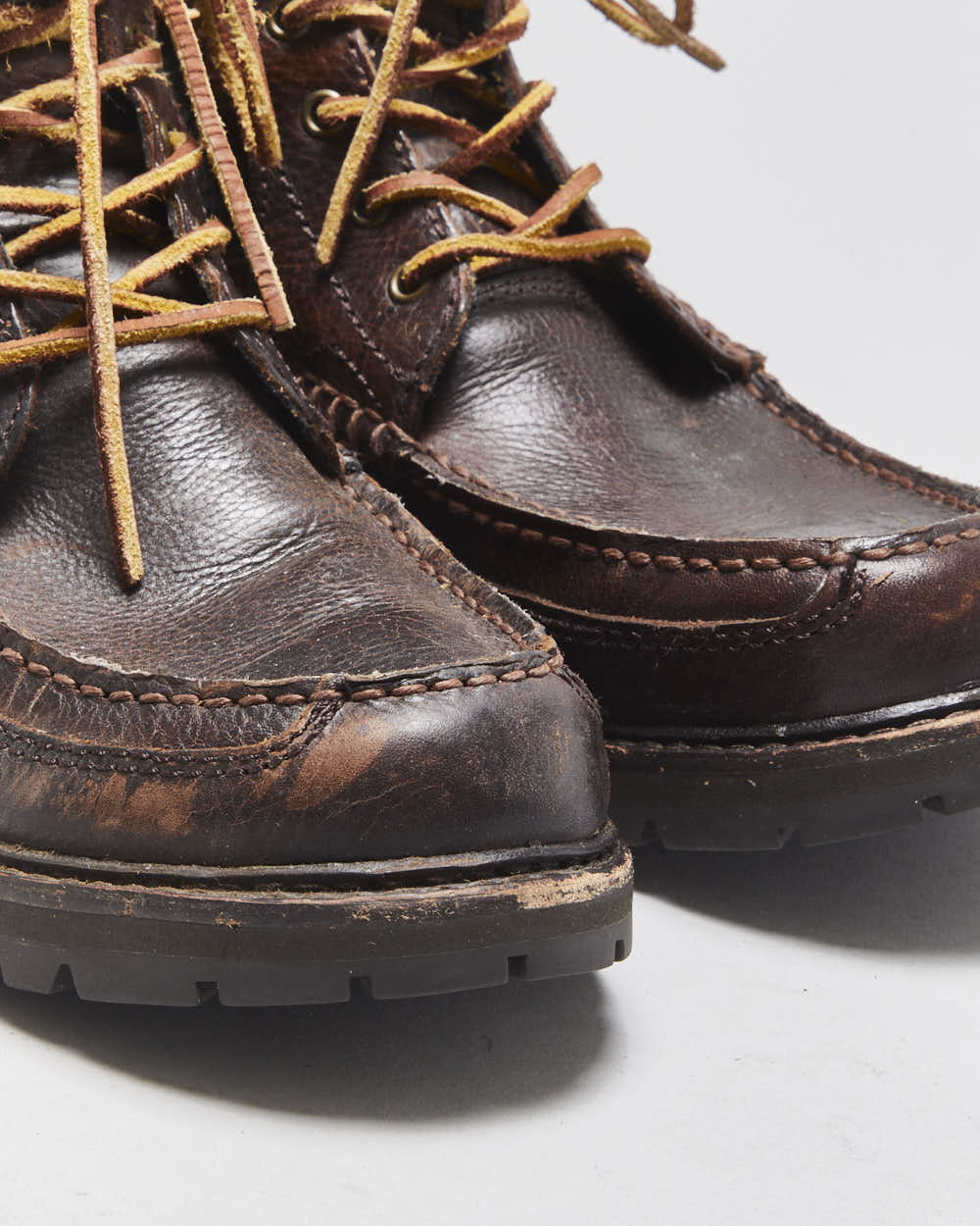 Polo Ralph Lauren Chestnut Pebbled Leather 'Willingcott' Tartan Lined Moc Toe Ankle Boots - UK8
