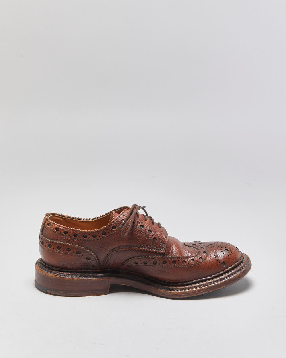 Grenson The Triple Welt Brown Leather Archie Made In England Derby Brogues - UK8