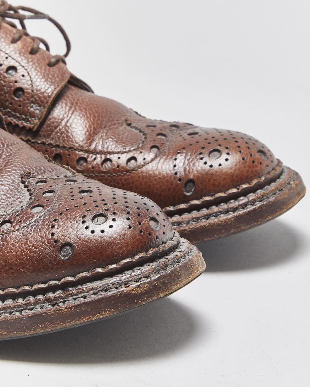 Grenson The Triple Welt Brown Leather Archie Made In England Derby Brogues - UK8