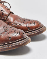 Grenson The Triple Welt Brown Leather Archie Made In England Derby Brogues - UK8