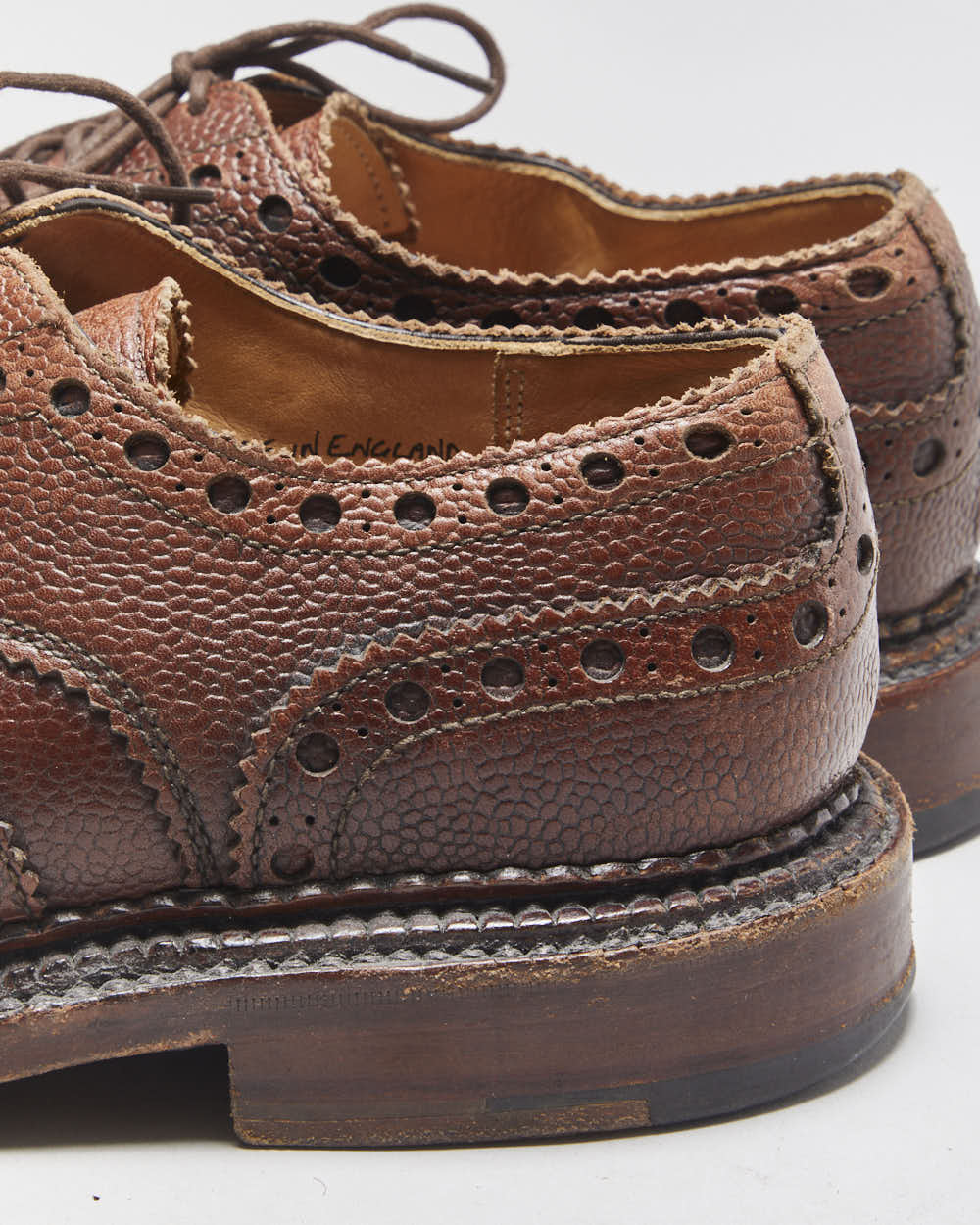 Grenson The Triple Welt Brown Leather Archie Made In England Derby Brogues - UK8