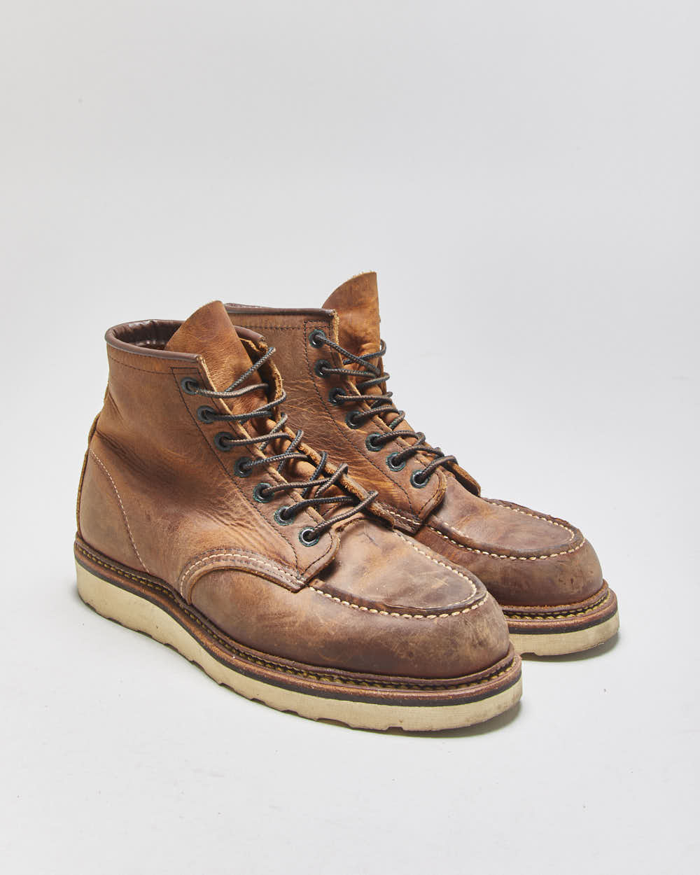 2012 Red Wing Classic 1907 Union Made In USA Copper Rough &amp; Tough Leather Moc Toe Ankle Boots - UK6
