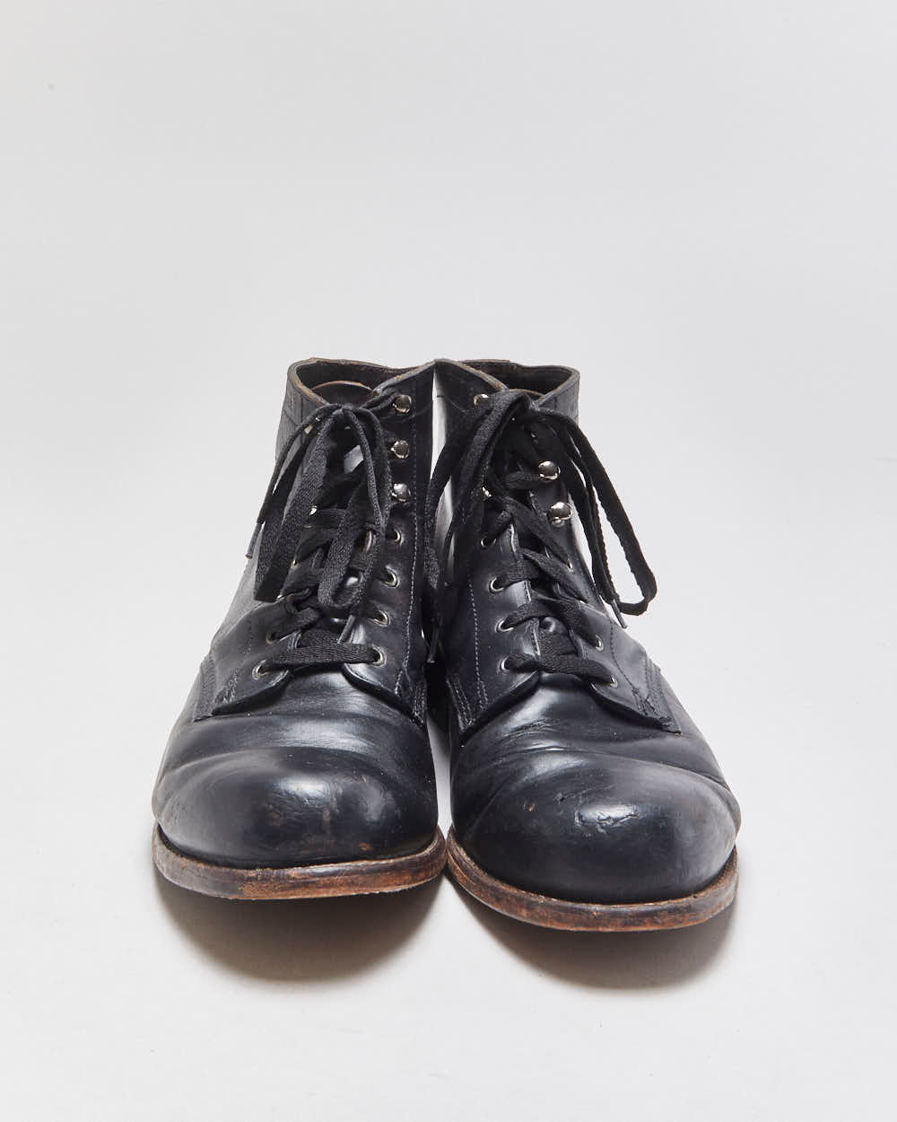 Vintage Wolverine 1000 Mile Black Leather Rockford Made In USA Lace Up Ankle Boots - UK10