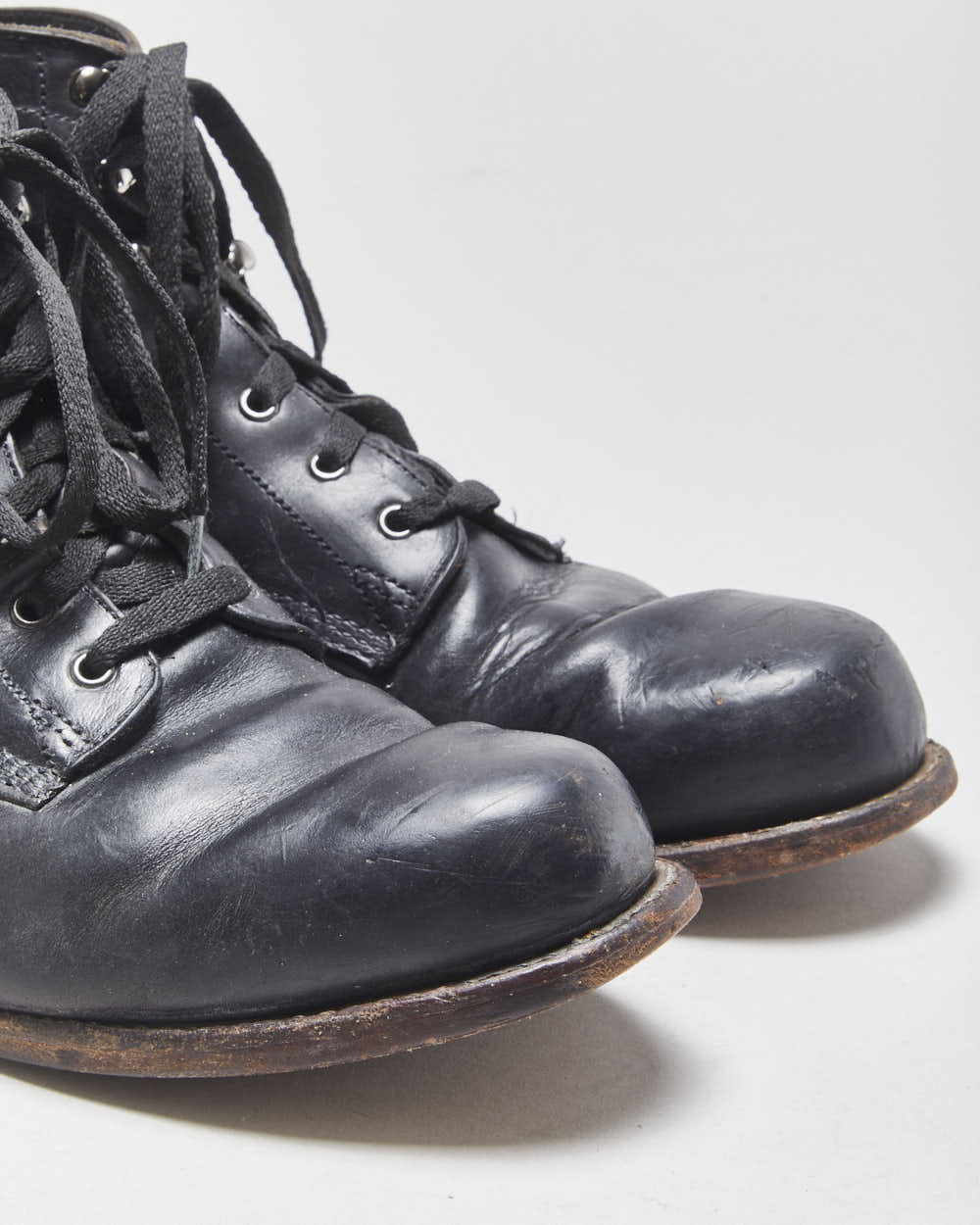 Vintage Wolverine 1000 Mile Black Leather Rockford Made In USA Lace Up Ankle Boots - UK10