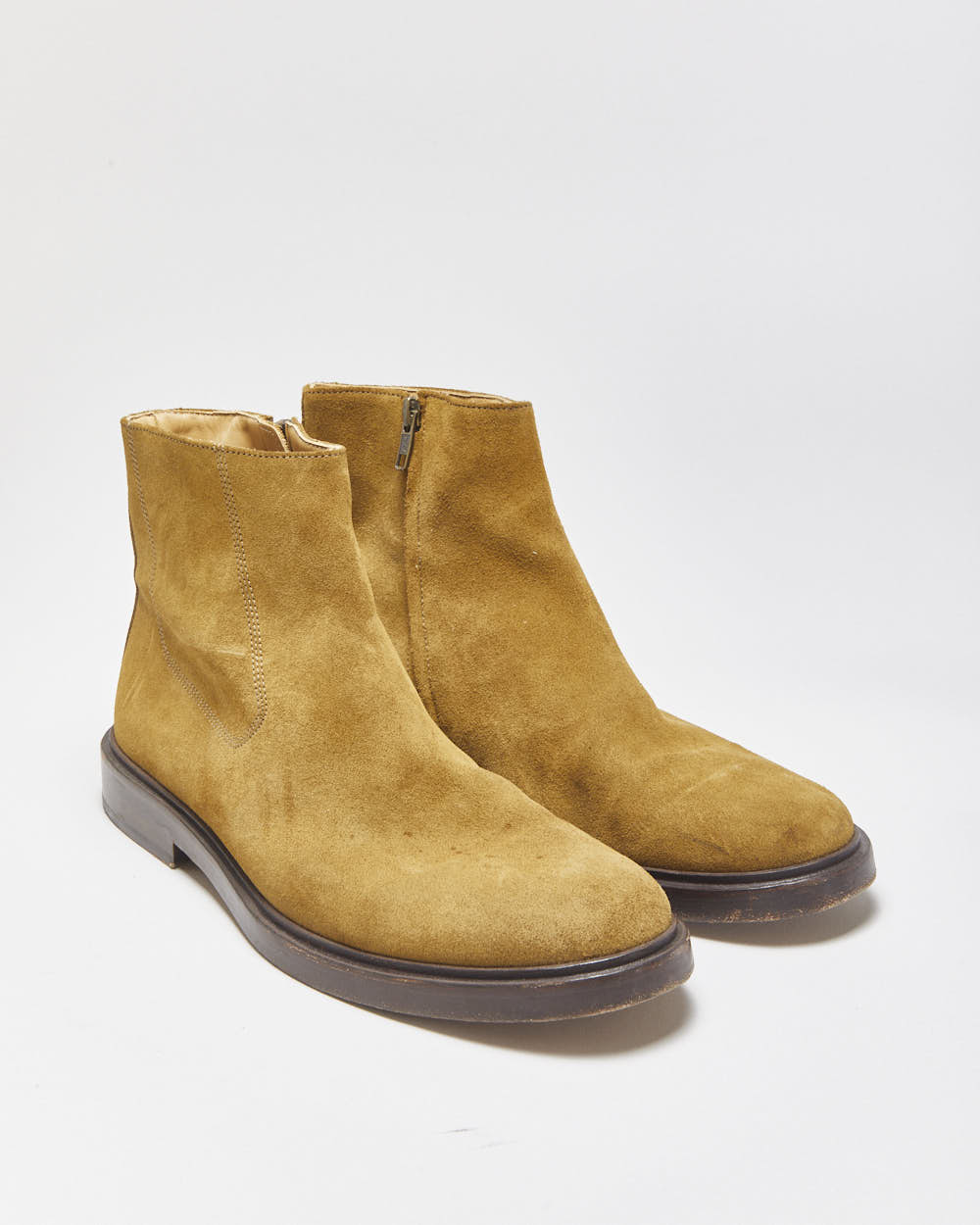 A.P.C Rue Madame Paris Buffalo Tan Suede Zipped Ankle Boots - UK8