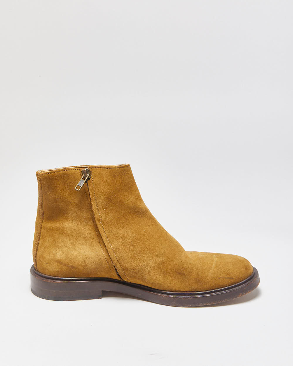 A.P.C Rue Madame Paris Buffalo Tan Suede Zipped Ankle Boots - UK8