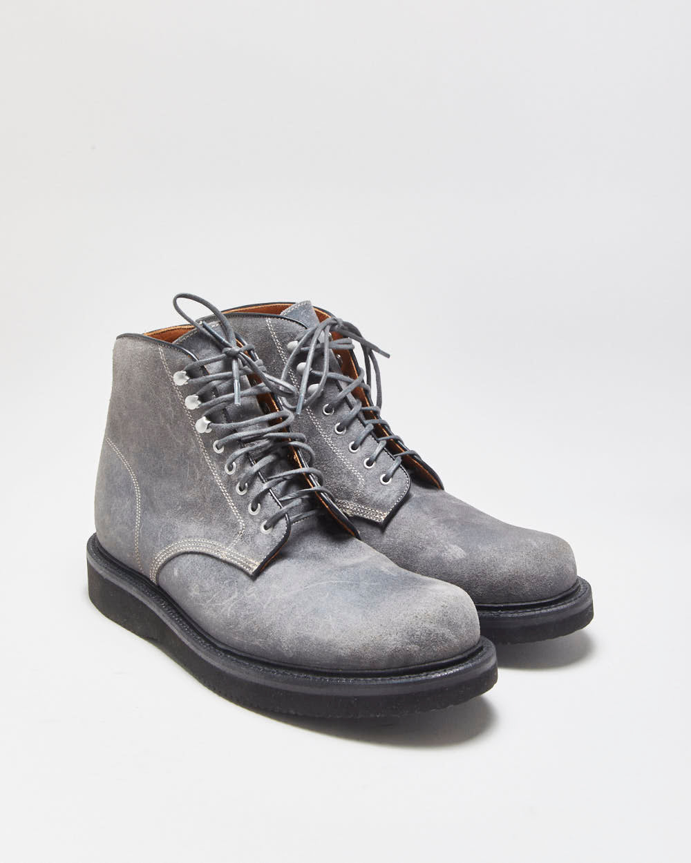Grant Stone Baroda Frost Waxed Leather Commander Lace Up Vibram Ankle Boots - UK8