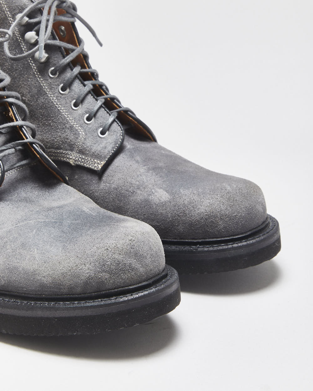 Grant Stone Baroda Frost Waxed Leather Commander Lace Up Vibram Ankle Boots - UK8