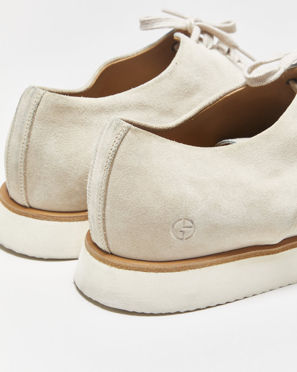 Giorgio Armani Beige Tan Suede Lightweight Lace-Up Derby Shoes - UK7.5