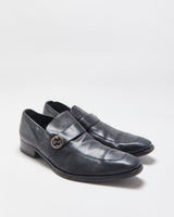 Vintage Y2K 00s Gucci Tom Ford Black Leather Pointed Toe GG Loafers - UK12