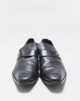Vintage Y2K 00s Gucci Tom Ford Black Leather Pointed Toe GG Loafers - UK12