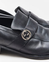 Vintage Y2K 00s Gucci Tom Ford Black Leather Pointed Toe GG Loafers - UK12