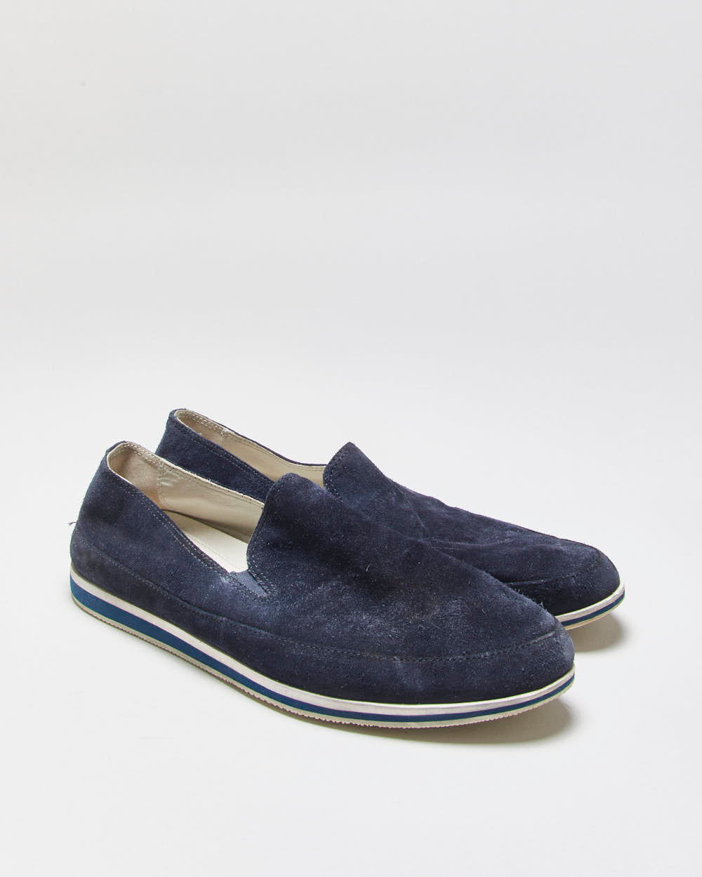 Prada Sport Navy Suede Slip-On Trainers - UK9.5