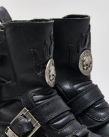 Vintage Harley Davidson Black Leather Chunky Buckle Biker Boots - UK9.5