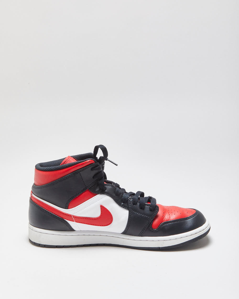 2022 Nike Air Jordan 1 Mid 'Bred Toe' Black/Fire Red/White Trainers - UK10
