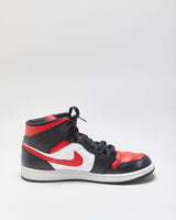 2022 Nike Air Jordan 1 Mid 'Bred Toe' Black/Fire Red/White Trainers - UK10