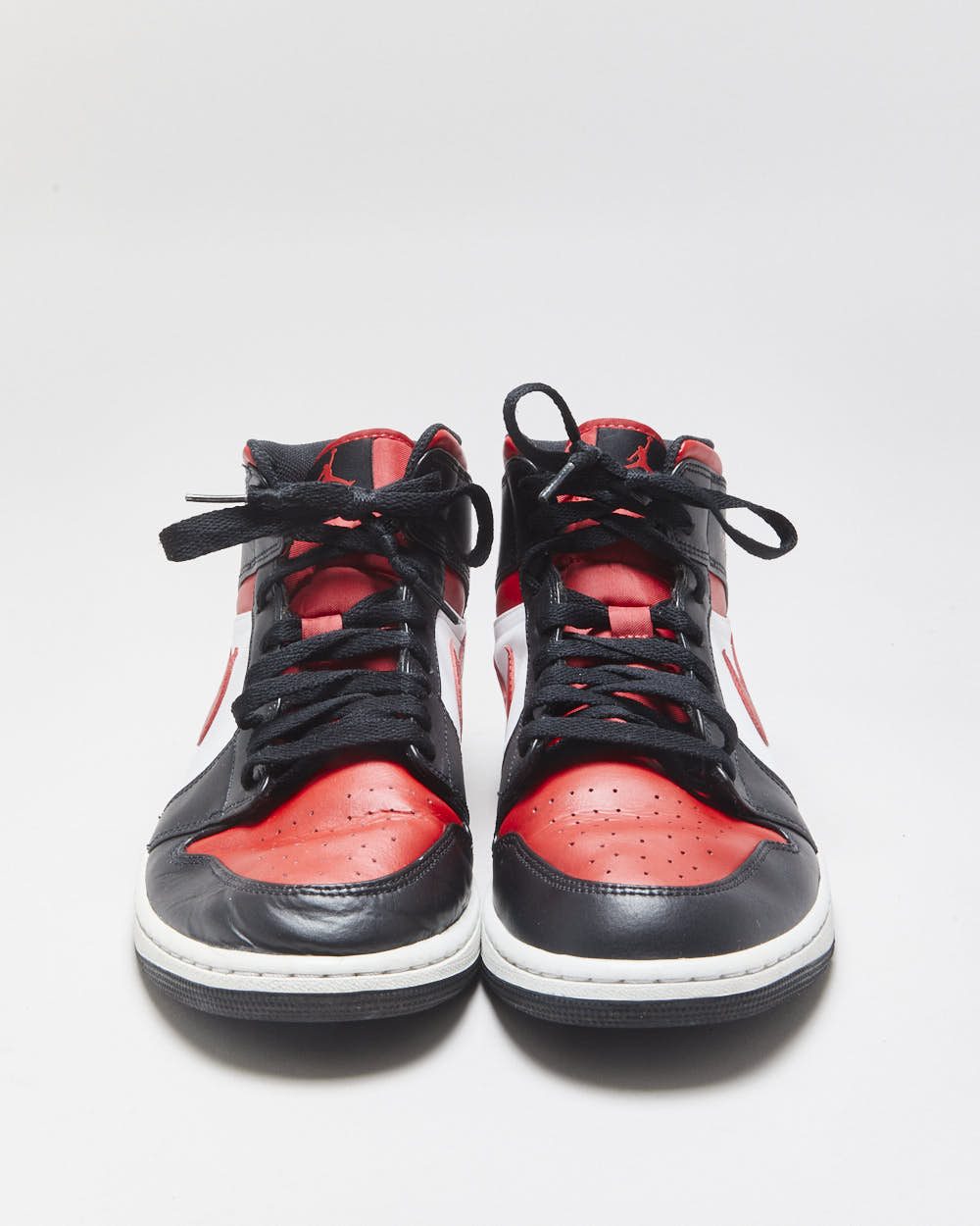 2022 Nike Air Jordan 1 Mid 'Bred Toe' Black/Fire Red/White Trainers - UK10